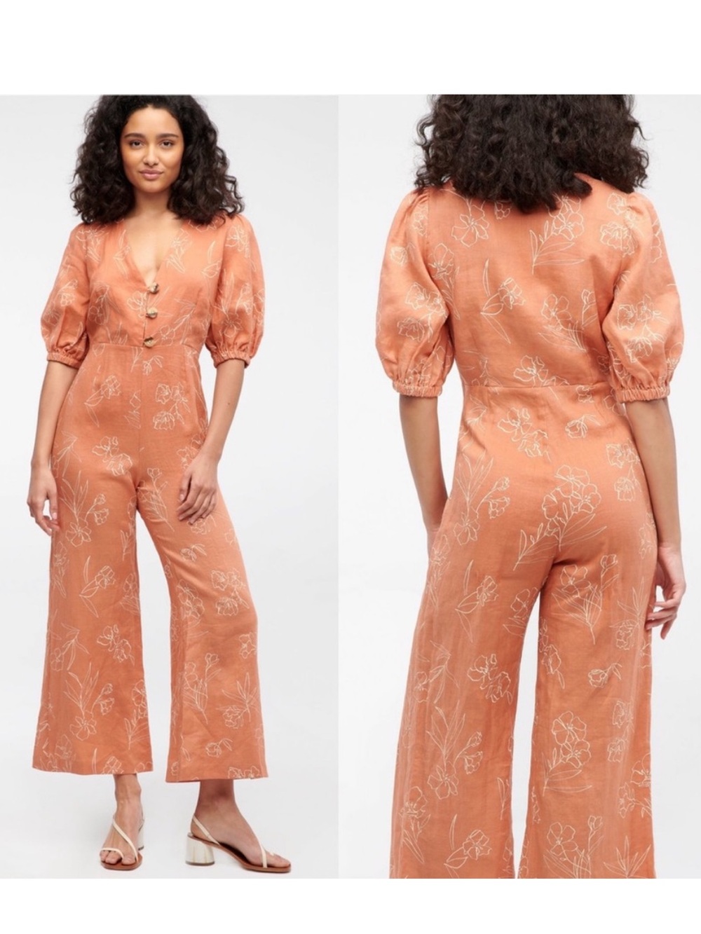 Capulet Isalina Oleander Linen Peach Floral Jumpsuit
